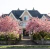 home with cherry blossoms